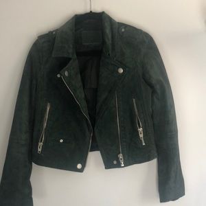 Green suede leather jacket